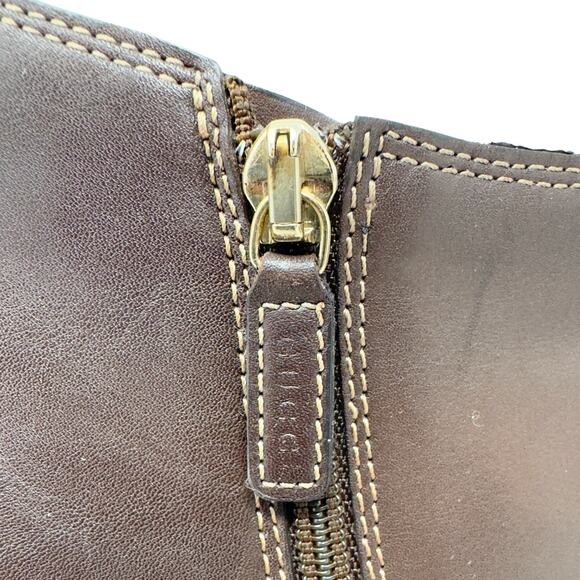 Gucci GG Logo Interlocking Monogram Brown Leather High Heels Ankle Boots US 7.5 - Picture 8 of 12